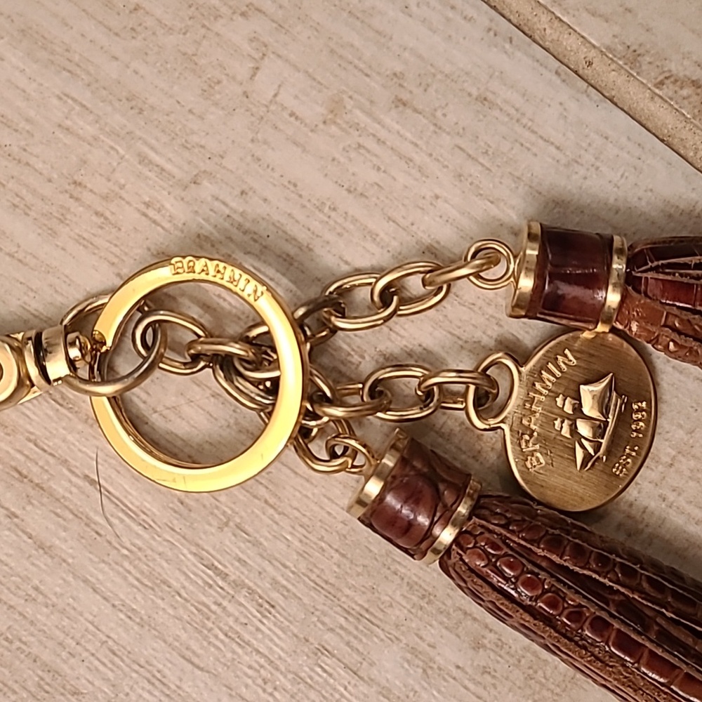 Brahmin Gold and Brown Leather Tassel Key Fob, BNWOT! Never Carried! - Picture 2 of 2